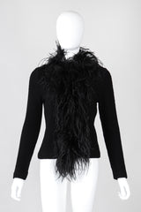 Recess Los Angeles Vintage Emanuel Ungaro Liberté Ribbed Feather Trim Cardigan Sweater
