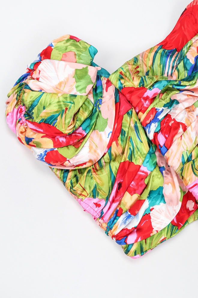 Recess Los Angeles Vintage Evenings by Raul Blanco Evenings Ruched Floral Puff Sleeve Bubble Dress