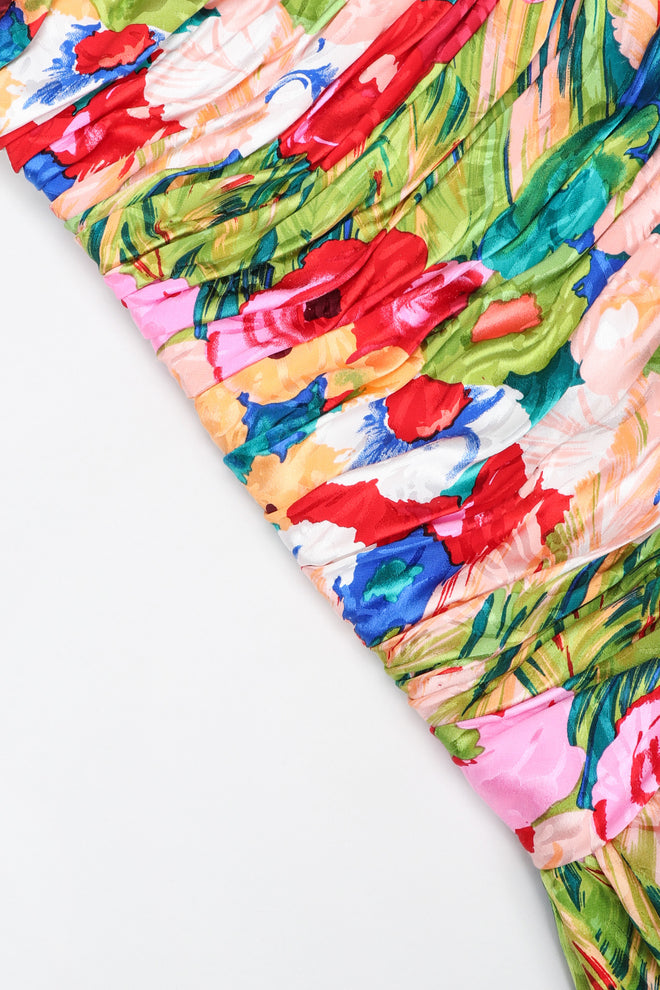 Recess Los Angeles Vintage Evenings by Raul Blanco Evenings Ruched Floral Puff Sleeve Bubble Dress