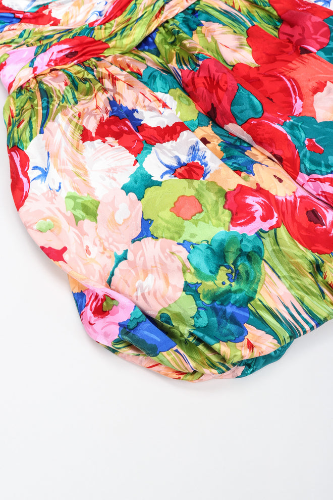 Recess Los Angeles Vintage Evenings by Raul Blanco Evenings Ruched Floral Puff Sleeve Bubble Dress
