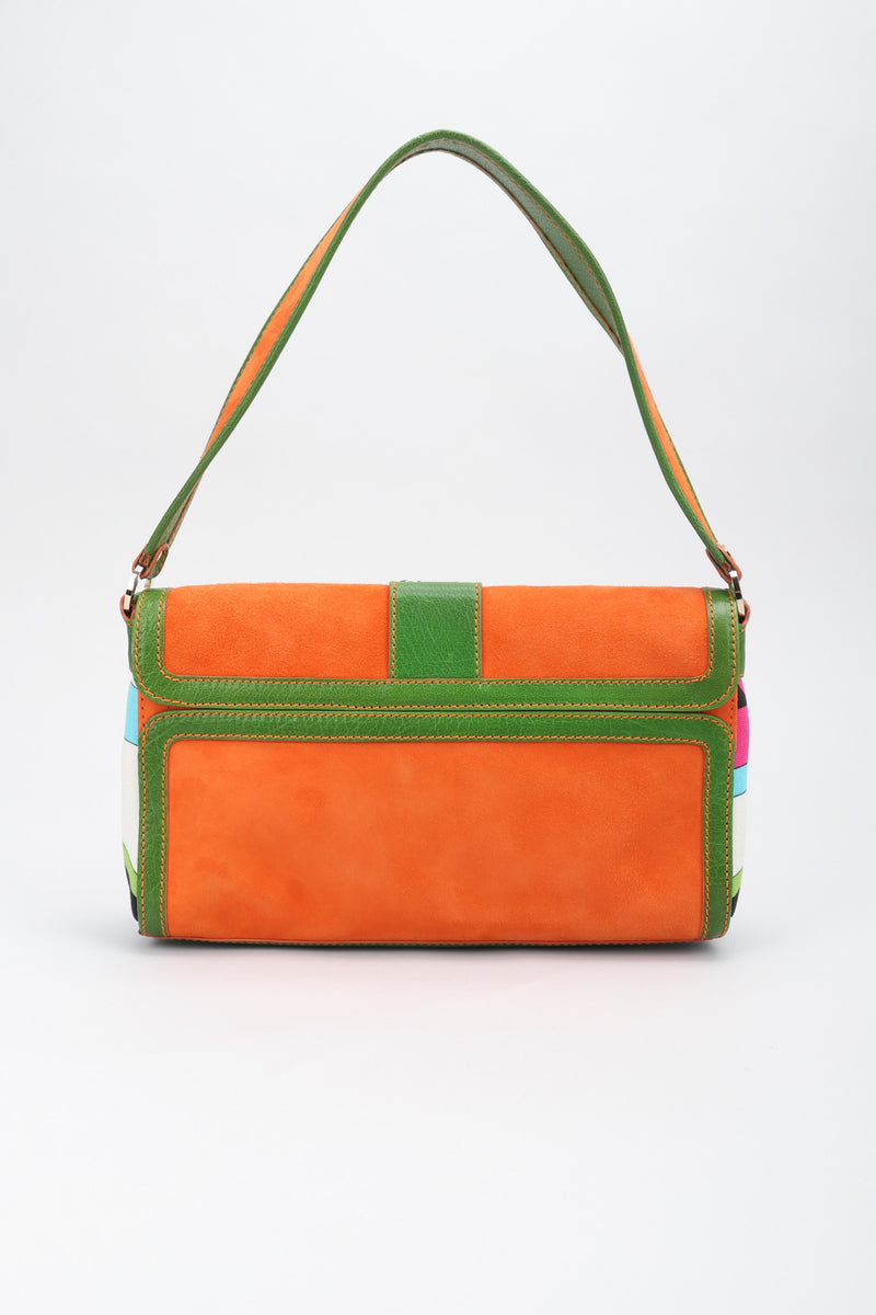 Recess Los Angeles Vintage Pucci Colorblock Print Suede Buckle Bag