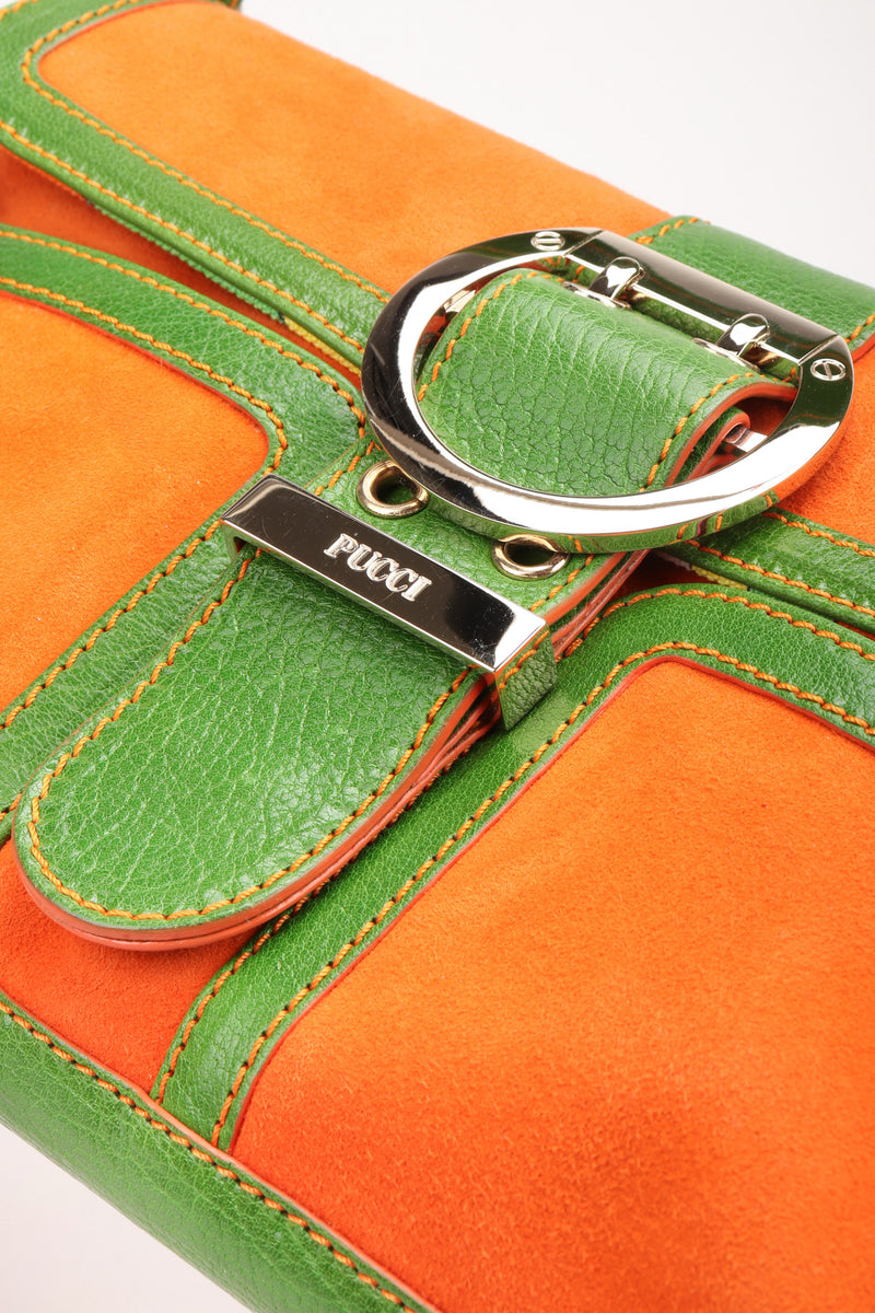 Recess Los Angeles Vintage Pucci Colorblock Print Suede Buckle Bag