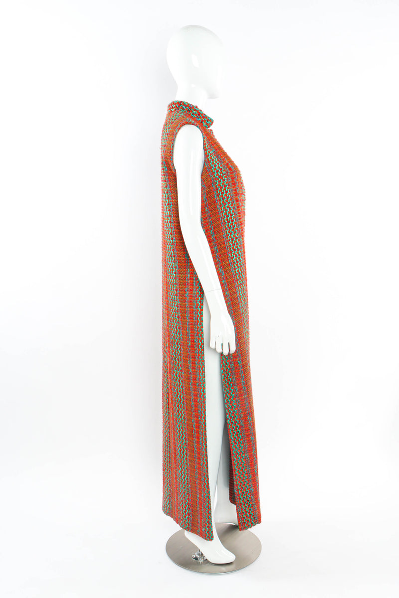 Vintage Emma Domb Checkered Yarn Vest Duster mannequin side @ Recess LA