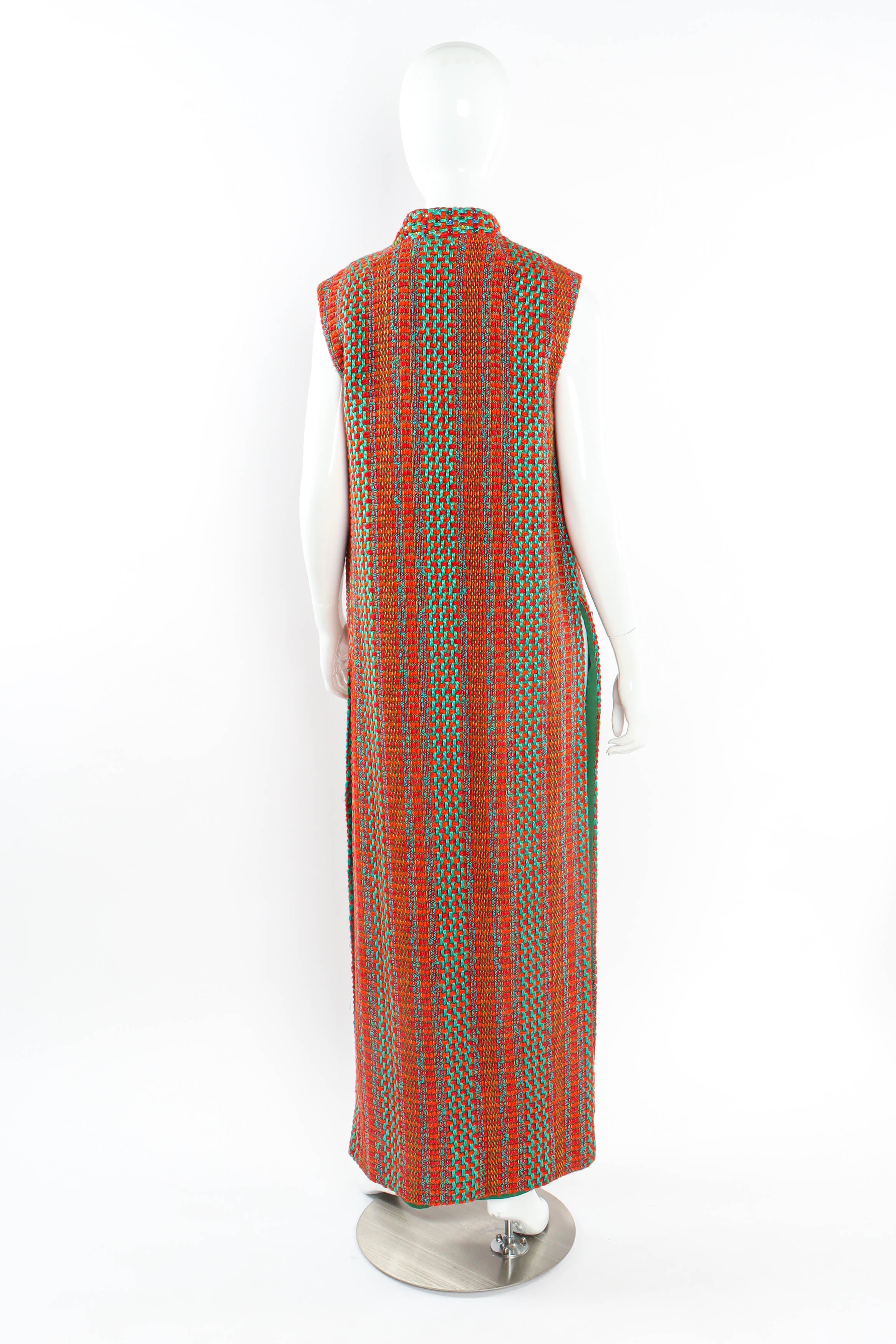 Vintage Emma Domb Checkered Yarn Vest Duster mannequin back @ Recess LA