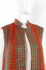 Vintage Emma Domb Checkered Yarn Vest Duster mannequin collar line @ Recess LA