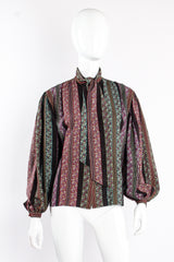 Vintage Emanuel Ungaro Parallèle Striped Ballon Sleeve Blouse on mannequin front at Recess Los Angeles