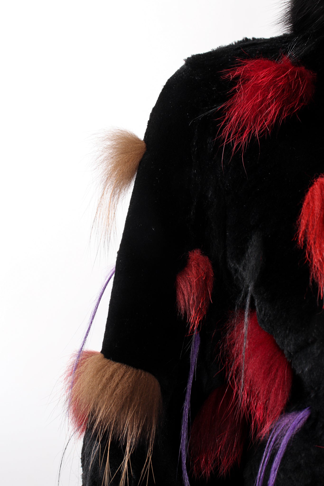Vintage Emporio Armani Fur Pom Zip Jacket fur detail at Recess Los Angeles