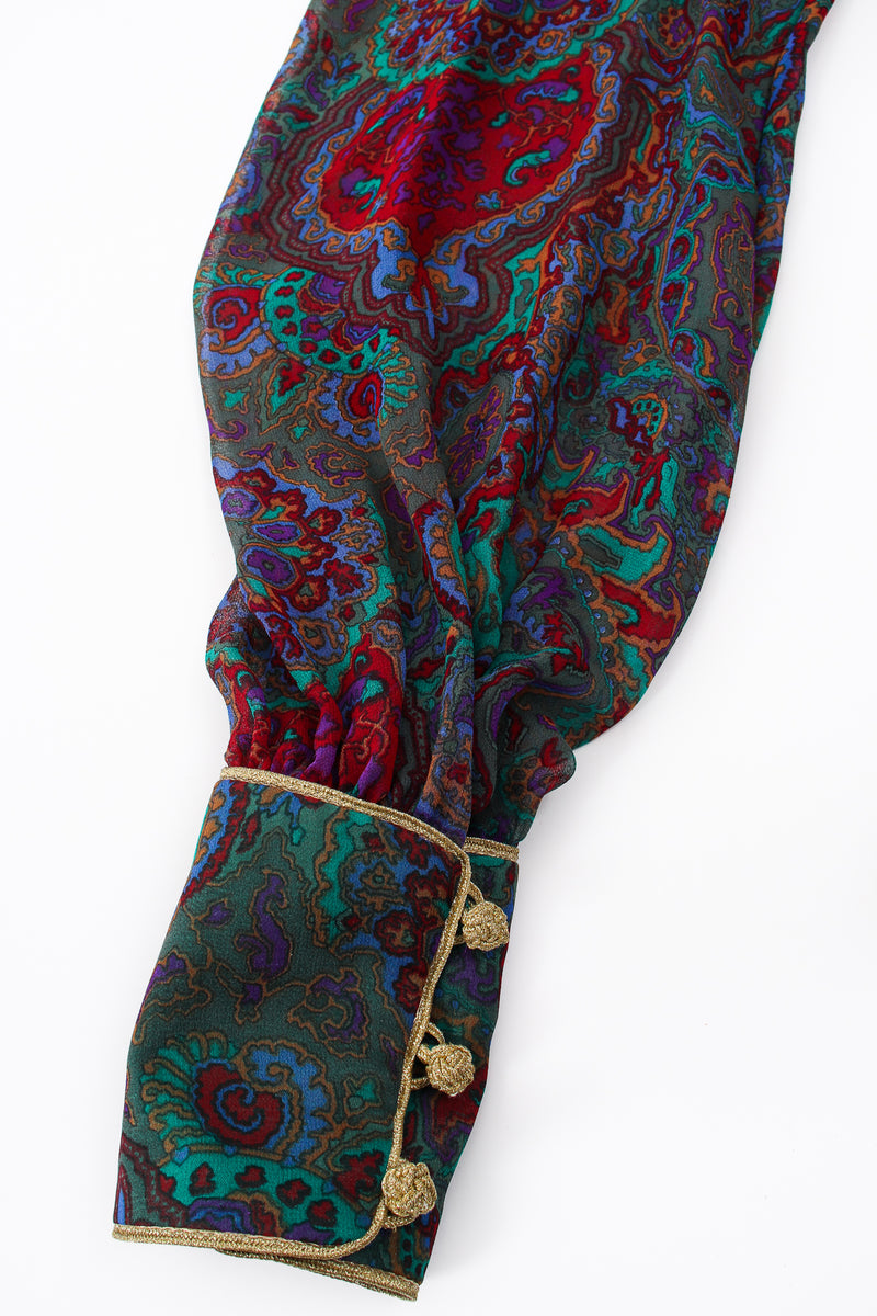 Vintage Enrico Gelini Paisley Silk Chiffon Shirtwaist Dress sleeve cuff at Recess LA
