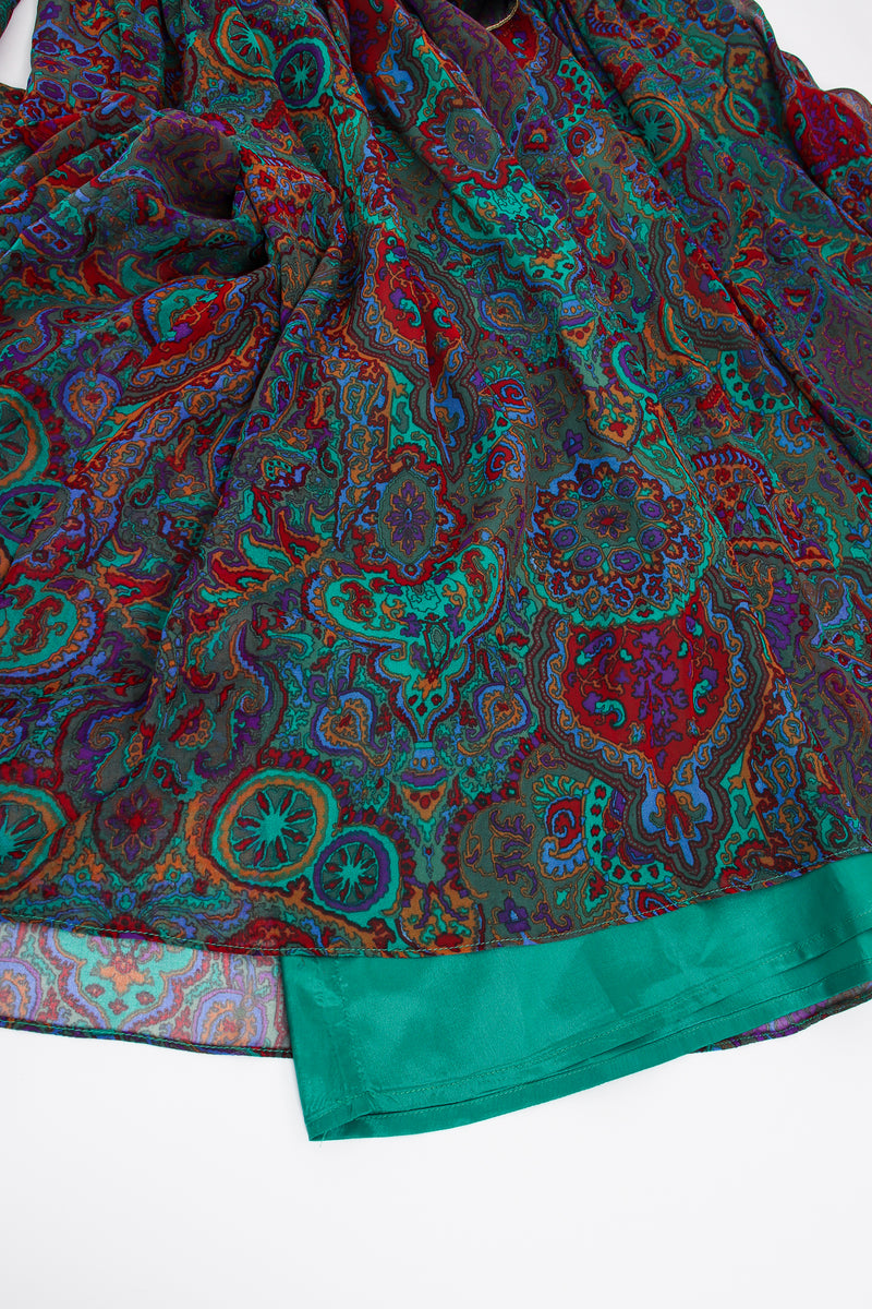 Vintage Enrico Gelini Paisley Silk Chiffon Shirtwaist Dress lining at Recess LA