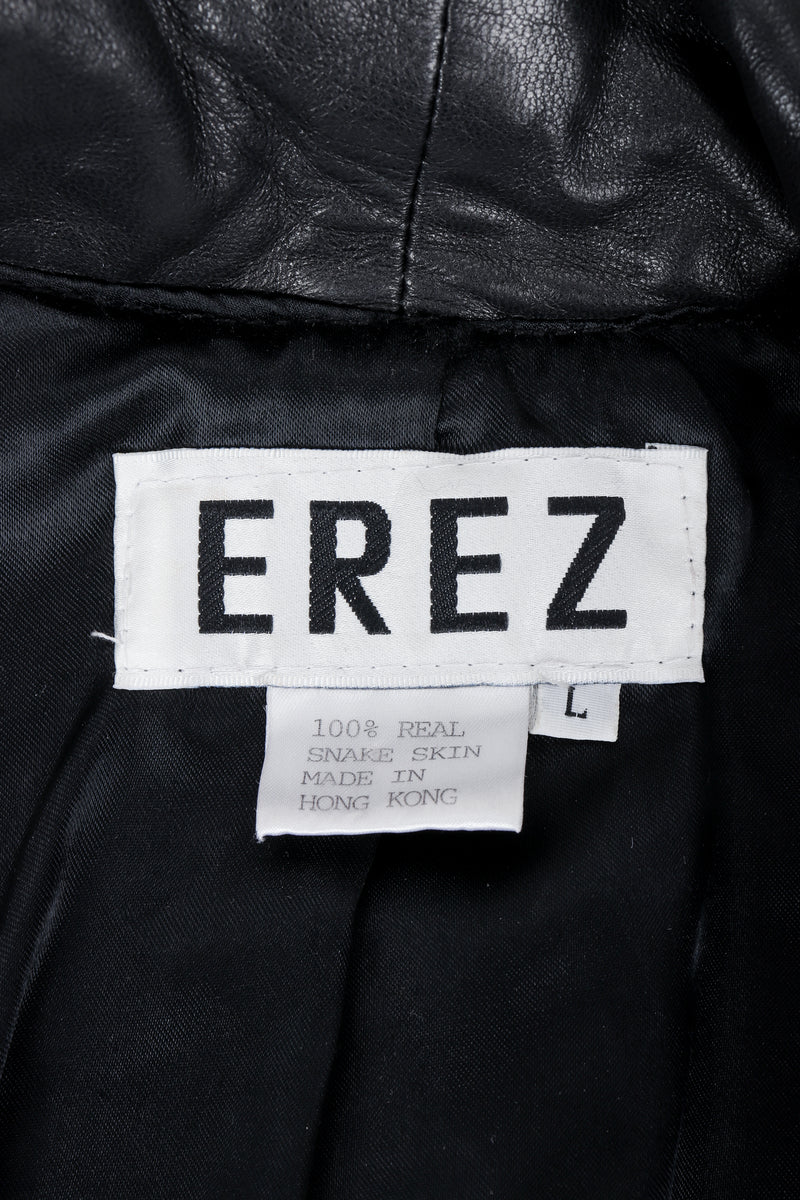 Vintage Erez label on black lining