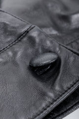 Vintage Erez Flaming Iris Leather Jacket on Mannequin button detail