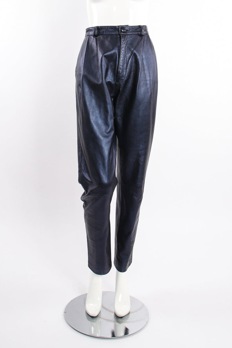 Vintage Erez Metallic Pleated Leather Pant on Mannequin front at Recess Los Angeles