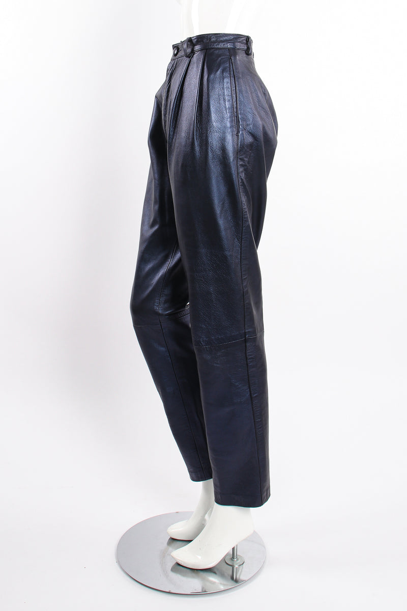 Vintage Erez Metallic Pleated Leather Pant on Mannequin side at Recess Los Angeles