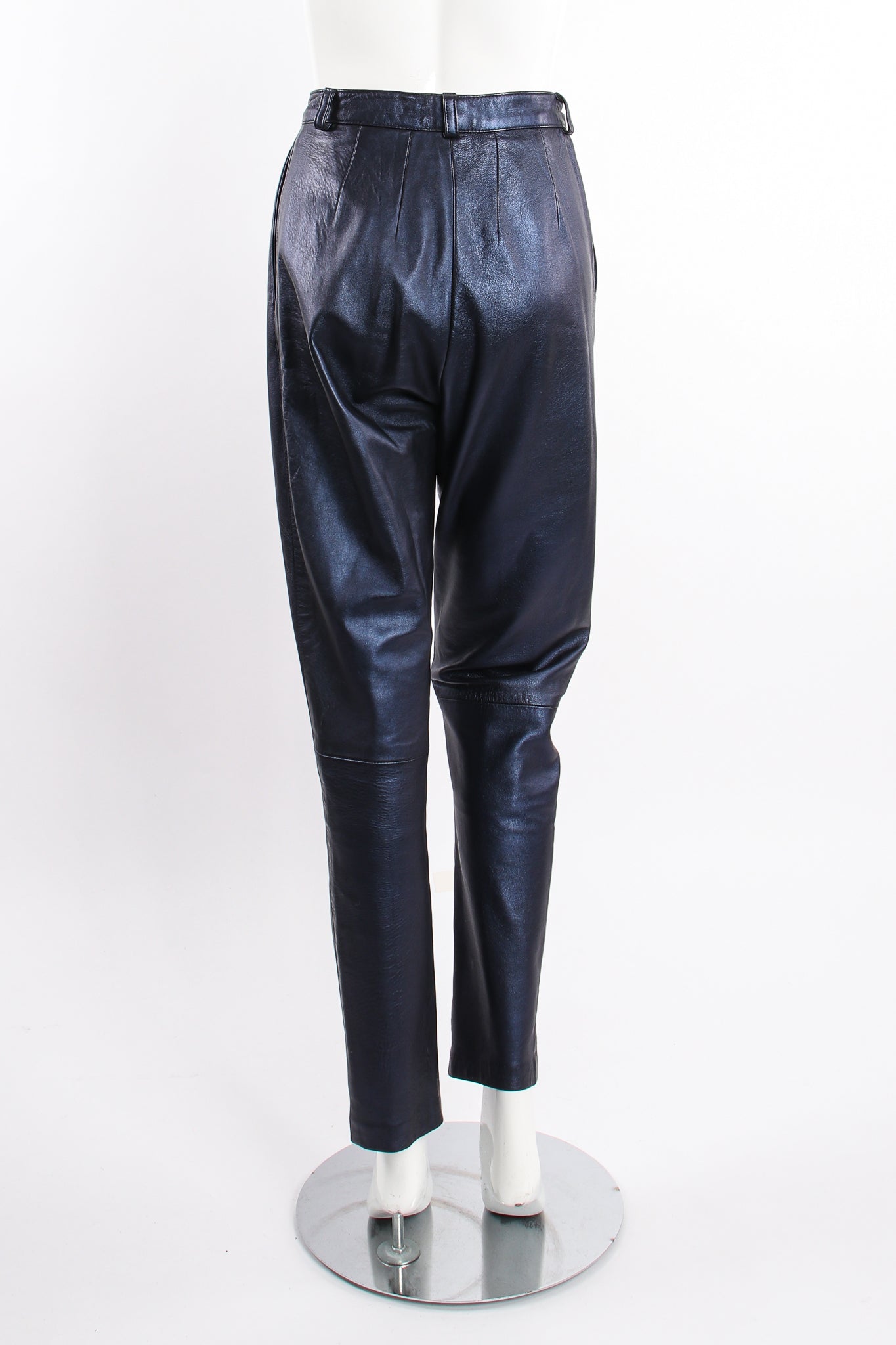 Vintage Erez Metallic Pleated Leather Pant on Mannequin back at Recess Los Angeles