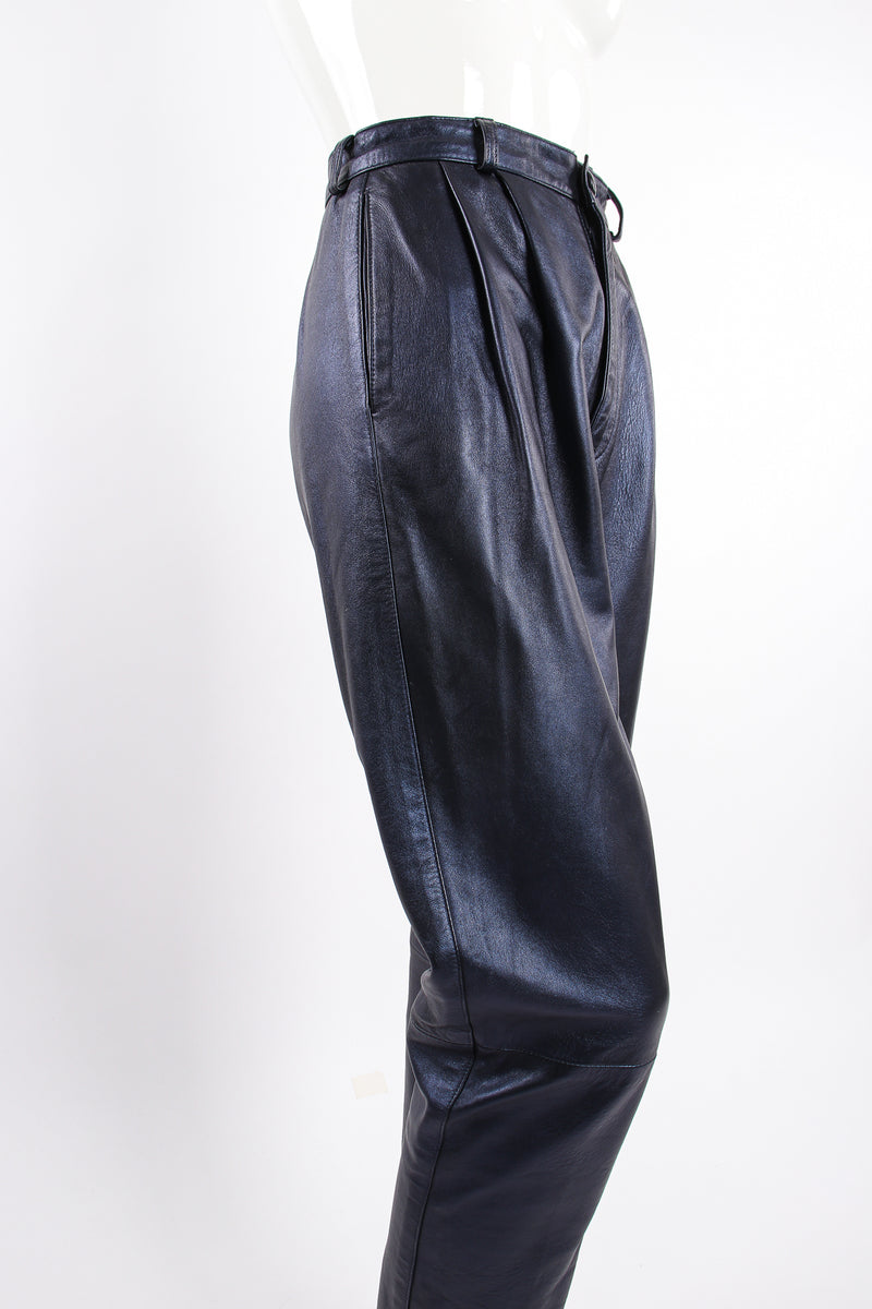 Vintage Erez Metallic Pleated Leather Pant on Mannequin angle at Recess Los Angeles