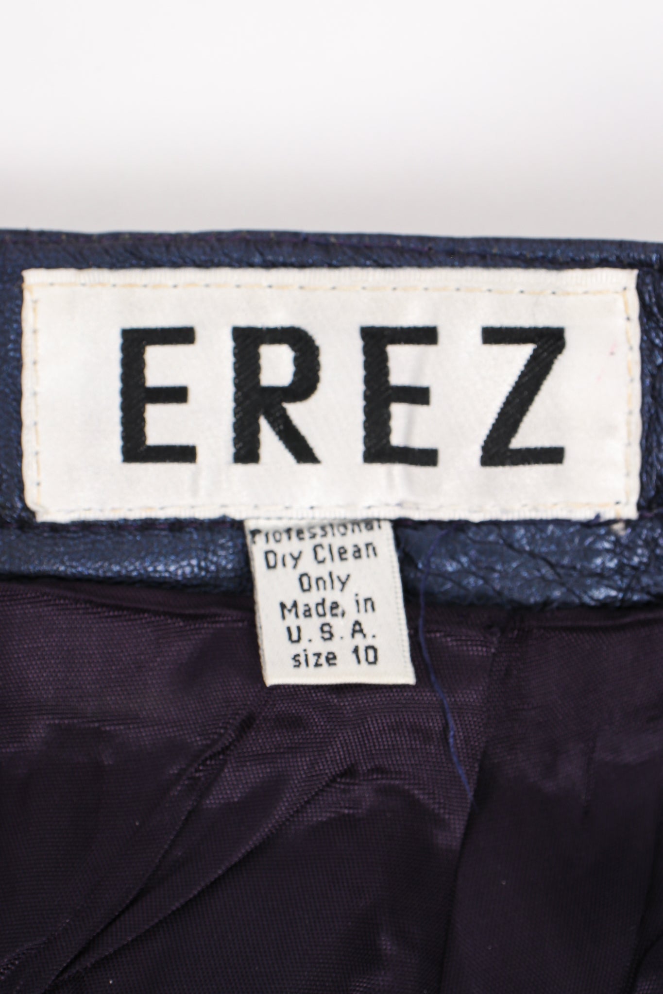 Vintage Erez Metallic Pleated Leather Pant label at Recess Los Angeles
