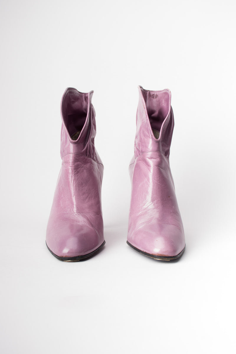 Erik's Shoes Lilac Purple Cuffed Collar Ankle Boots Booties