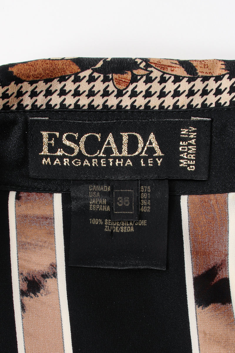 Vintage Escada Baroque Animal Stripe Shirt label at Recess Los Angeles
