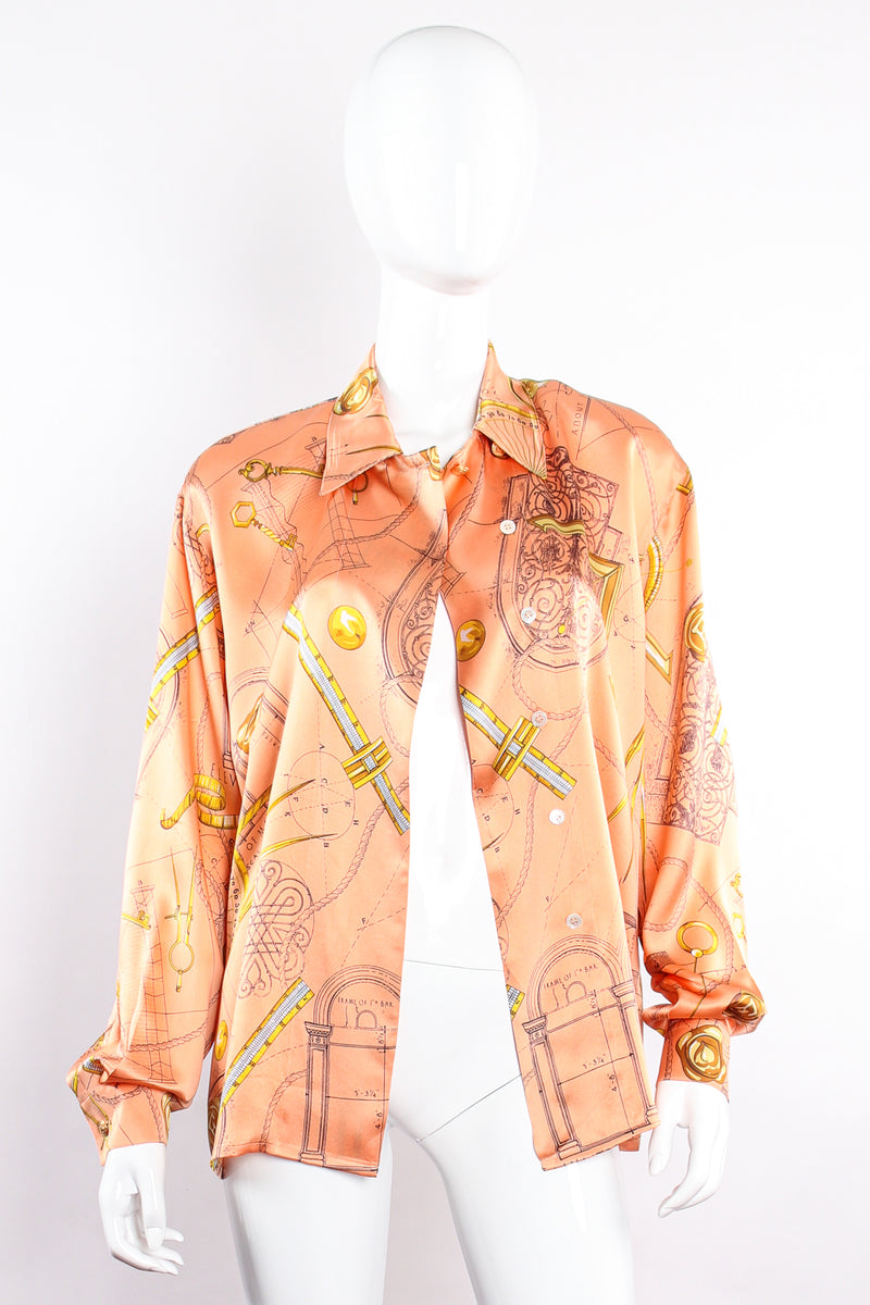 Vintage Escada Architecture Draft Print Shirt on Mannequin open at Recess Los Angeles