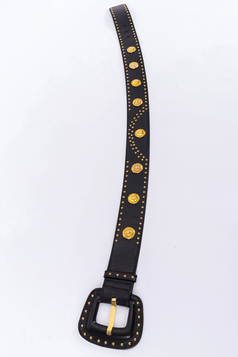 Vintage Escada Black Leather Medallion Stud Belt – Recess display picture 1