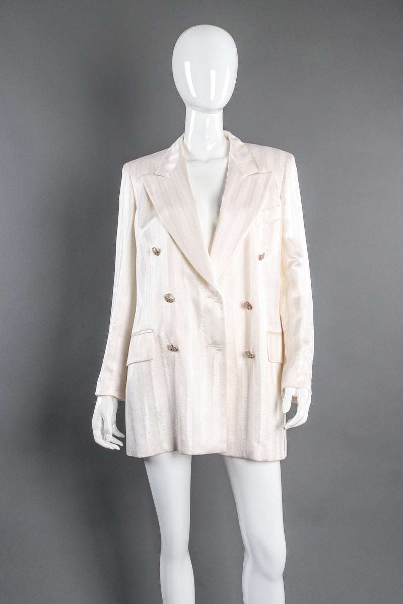 Vintage Escada Double Breasted Jacquard Blazer on Mannequin front at Recess Los Angeles