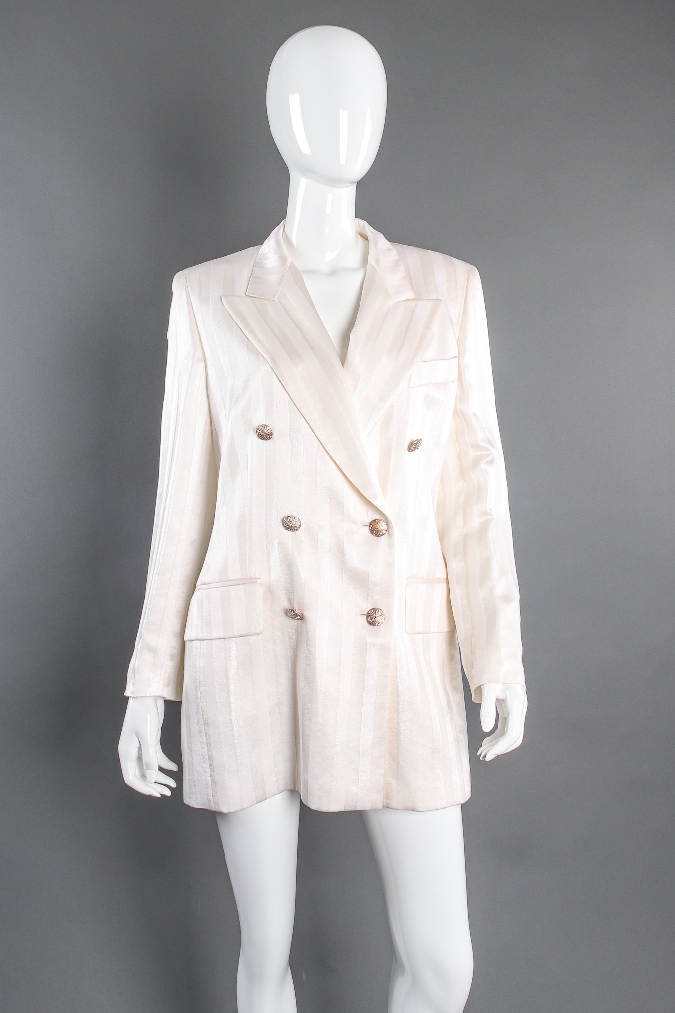 Vintage Escada Double Breasted Jacquard Blazer on Mannequin front at Recess Los Angeles
