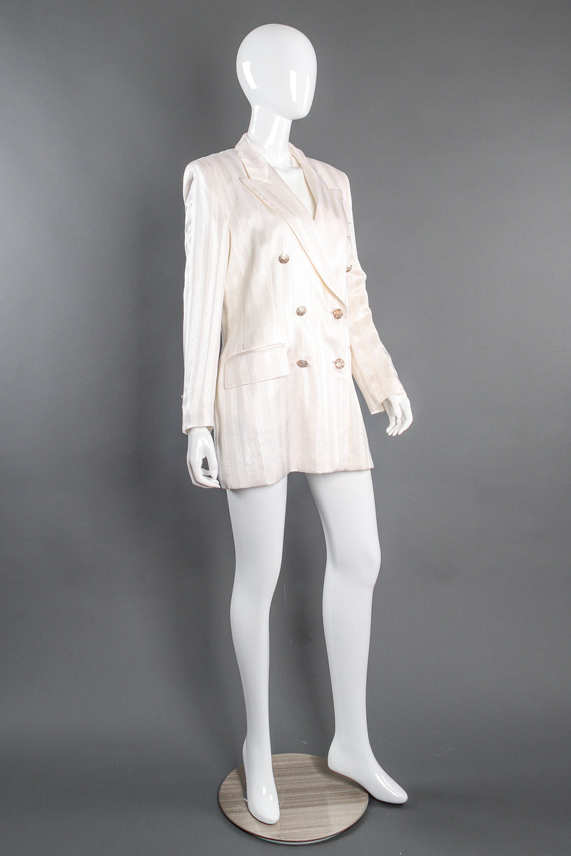 Vintage Escada Double Breasted Jacquard Blazer on Mannequin angle at Recess Los Angeles