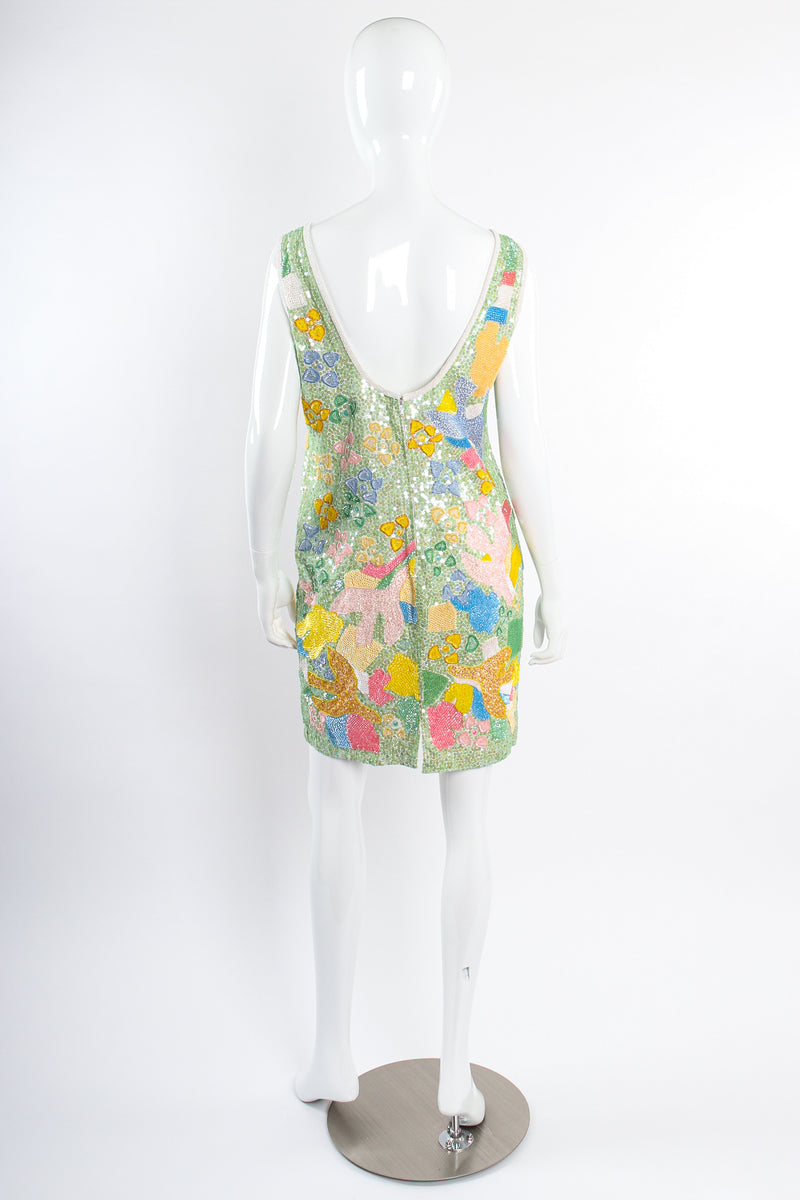 Vintage Escada Abstract Garden Sequined Dress on Mannequin back at Recess Los Angeles