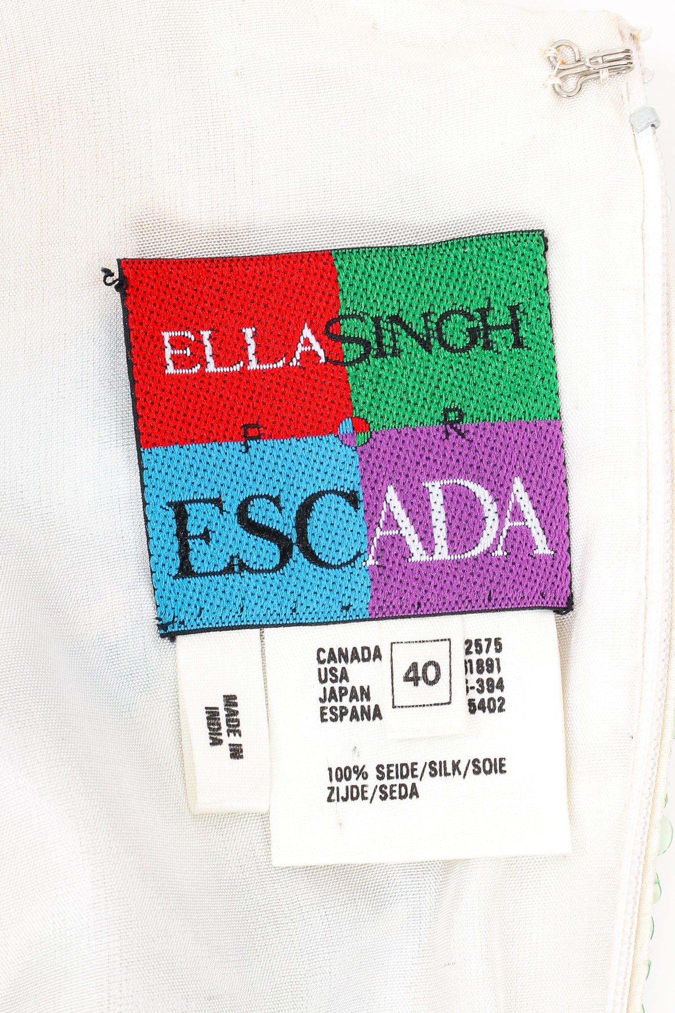 Vintage Escada Abstract Garden Sequined Dress label at Recess Los Angeles