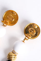 Vintage Escada Tassel Ball Drop Earrings signature cartouche at Recess Los Angeles