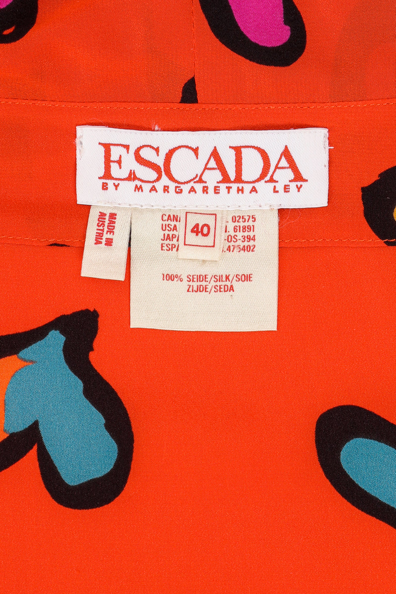 Vintage Escada Graffiti Heart Print Silk Blouse label at Recess Los Angeles