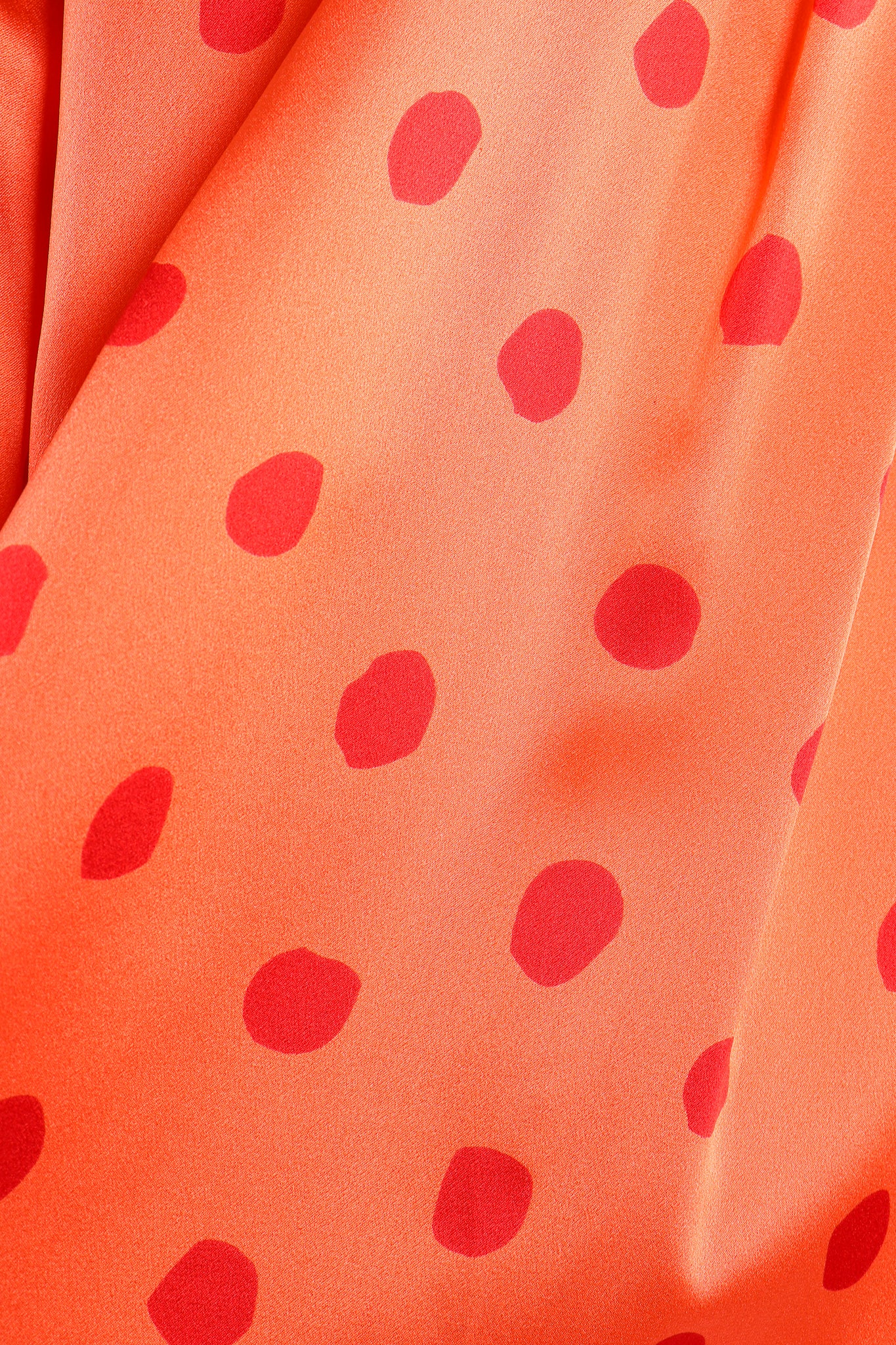 Vintage Escada Deadstock Fire Carnival Dot Satin Blouse fabric detail at Recess LA