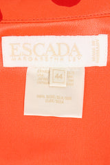 Vintage Escada Deadstock Fire Carnival Dot Satin Blouse label at Recess Los Angeles