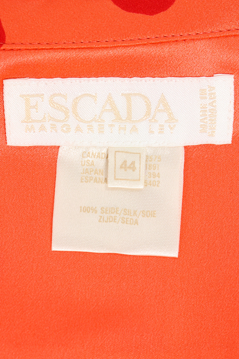Vintage Escada Deadstock Fire Carnival Dot Satin Blouse label at Recess Los Angeles