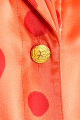 Vintage Escada Deadstock Fire Carnival Dot Satin Blouse button detail at Recess LA