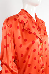 Vintage Escada Deadstock Fire Carnival Dot Satin Blouse On Mannequin angle Crop at Recess LA