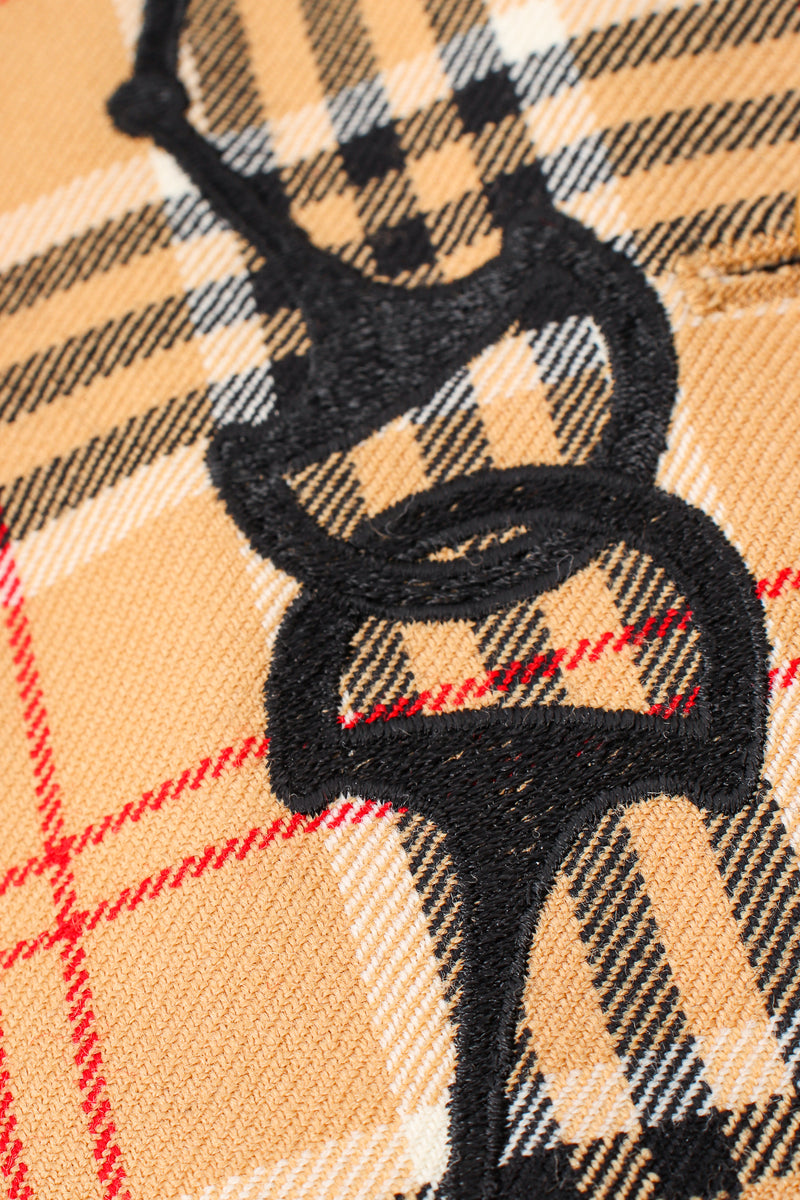 Vintage Escada Plaid Horsebit Vest & Pant Set fabric embroidery detail at Recess Los Angeles