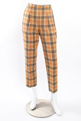 Vintage Escada Plaid Horsebit Vest & Pant Set on mannequin pant front at Recess LA