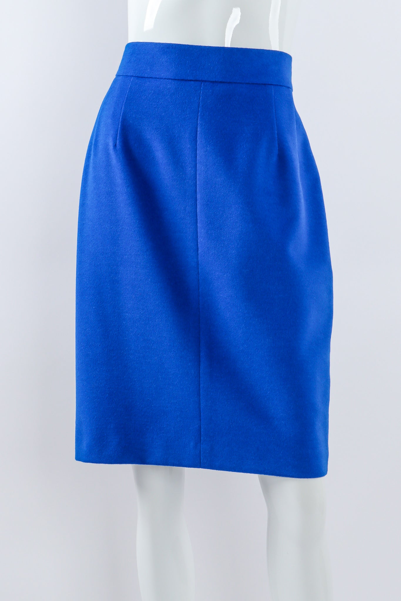 Vintage Escada Colorblock Lapis Skirt front on mannequin at Recess Los Angeles