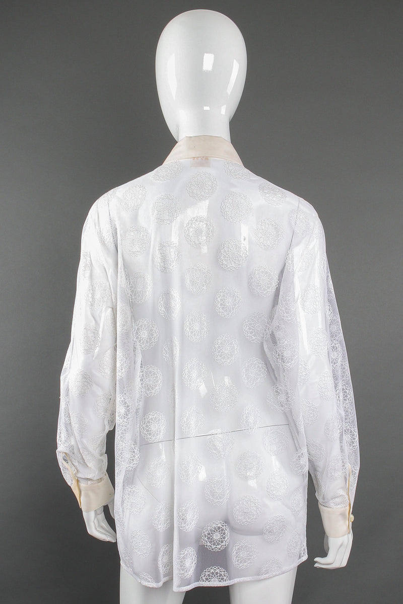 Vintage Escada Sheer Mesh Spirograph Shirt on Mannequin back at Recess Los Angeles