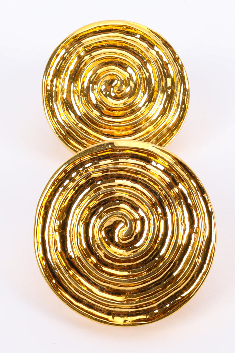 Vintage Escada Round Spiral Disc Earrings closeup flat @ Recess LA