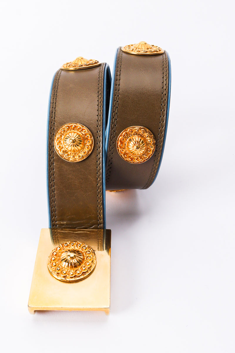 Olive Leather Medallion Stud Belt
