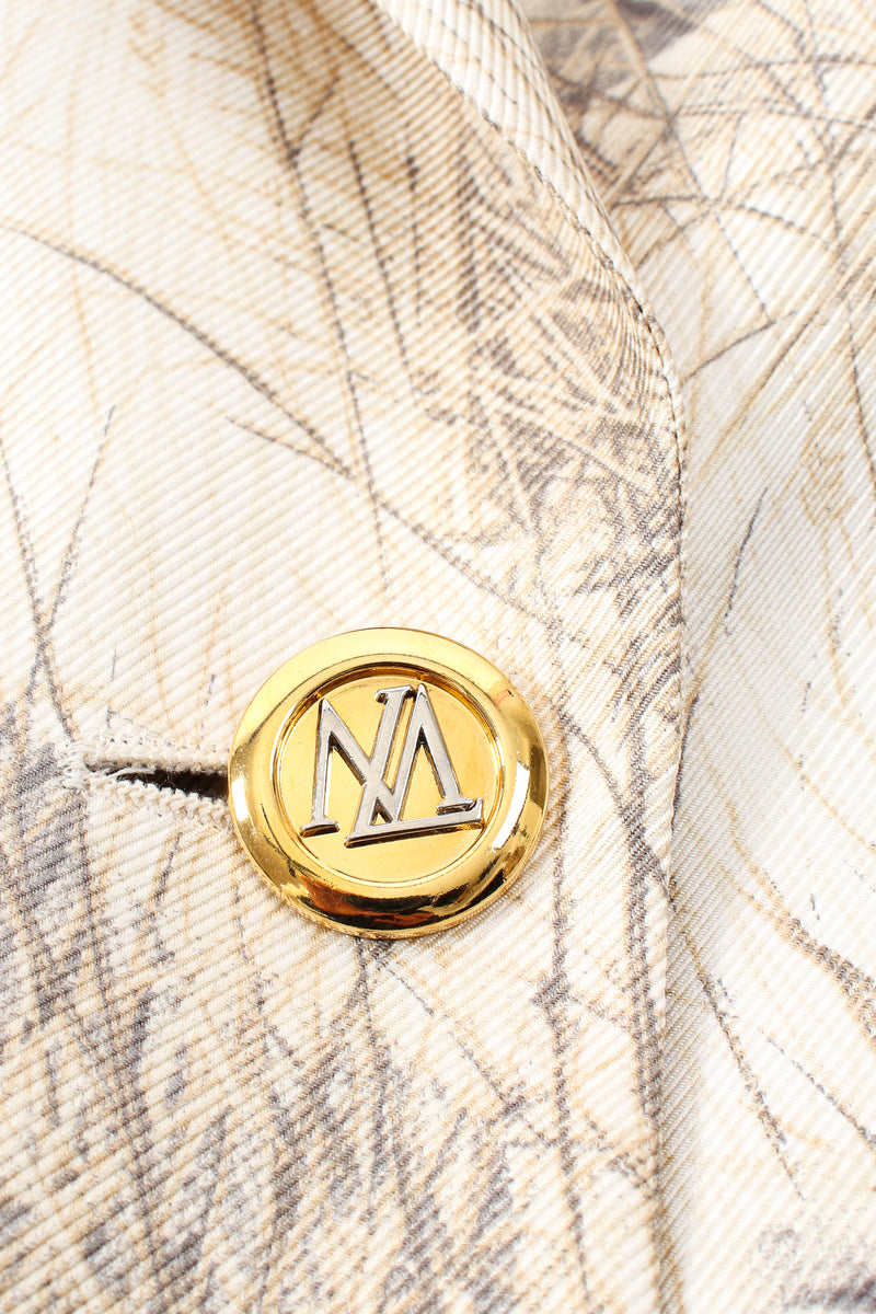 Vintage Escada Silk Snow Tiger Jacket on Mannequin ML logo button at Recess Los Angeles