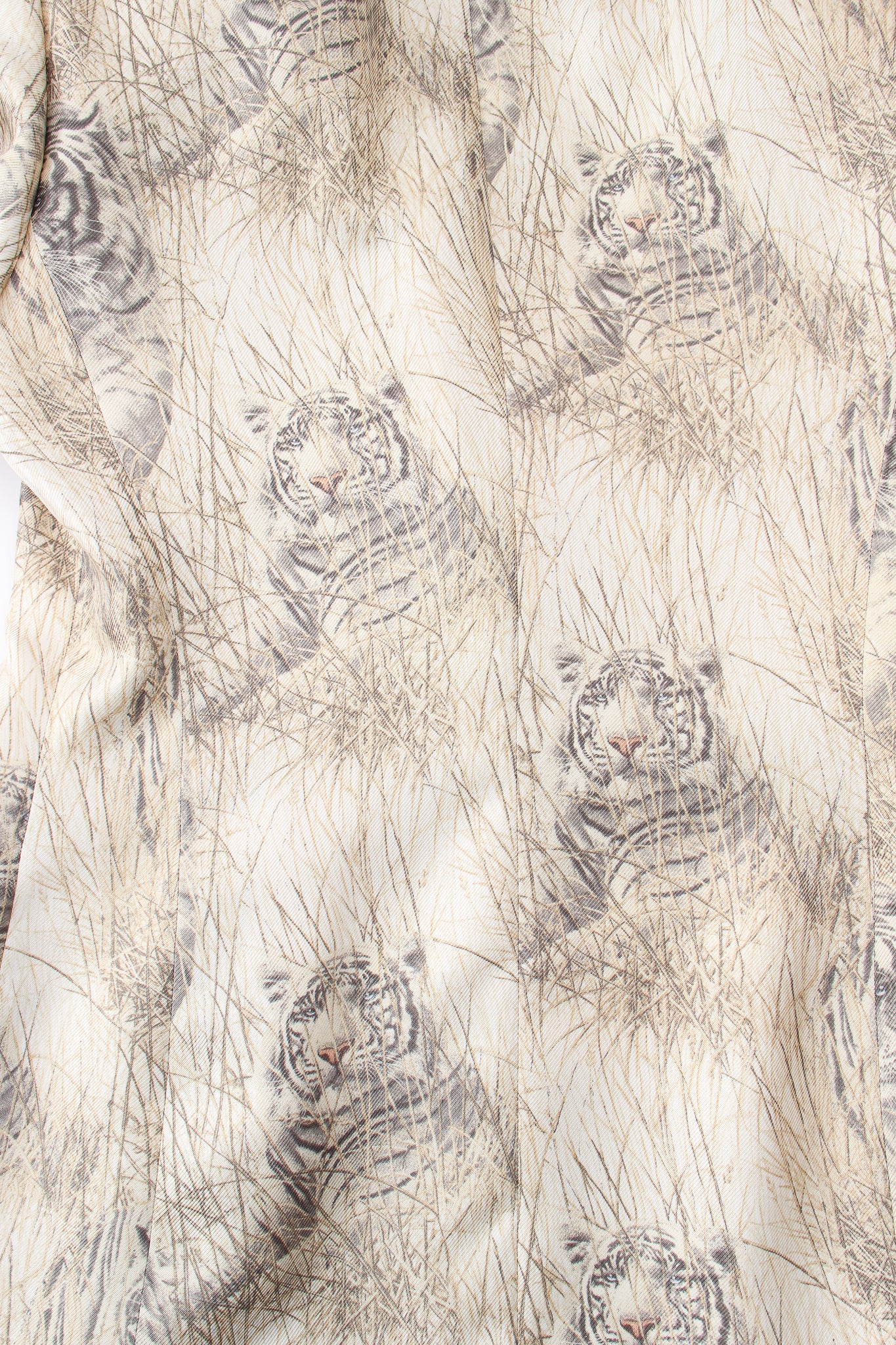 Vintage Escada Silk Snow Tiger Jacket fabric detail at Recess Los Angeles