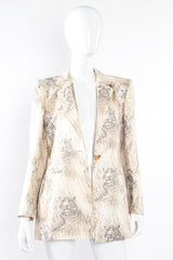 Vintage Escada Silk Snow Tiger Jacket on Mannequin open at Recess Los Angeles