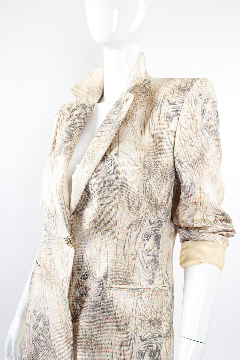 Vintage Escada Silk Snow Tiger Jacket on Mannequin crop at Recess Los Angeles