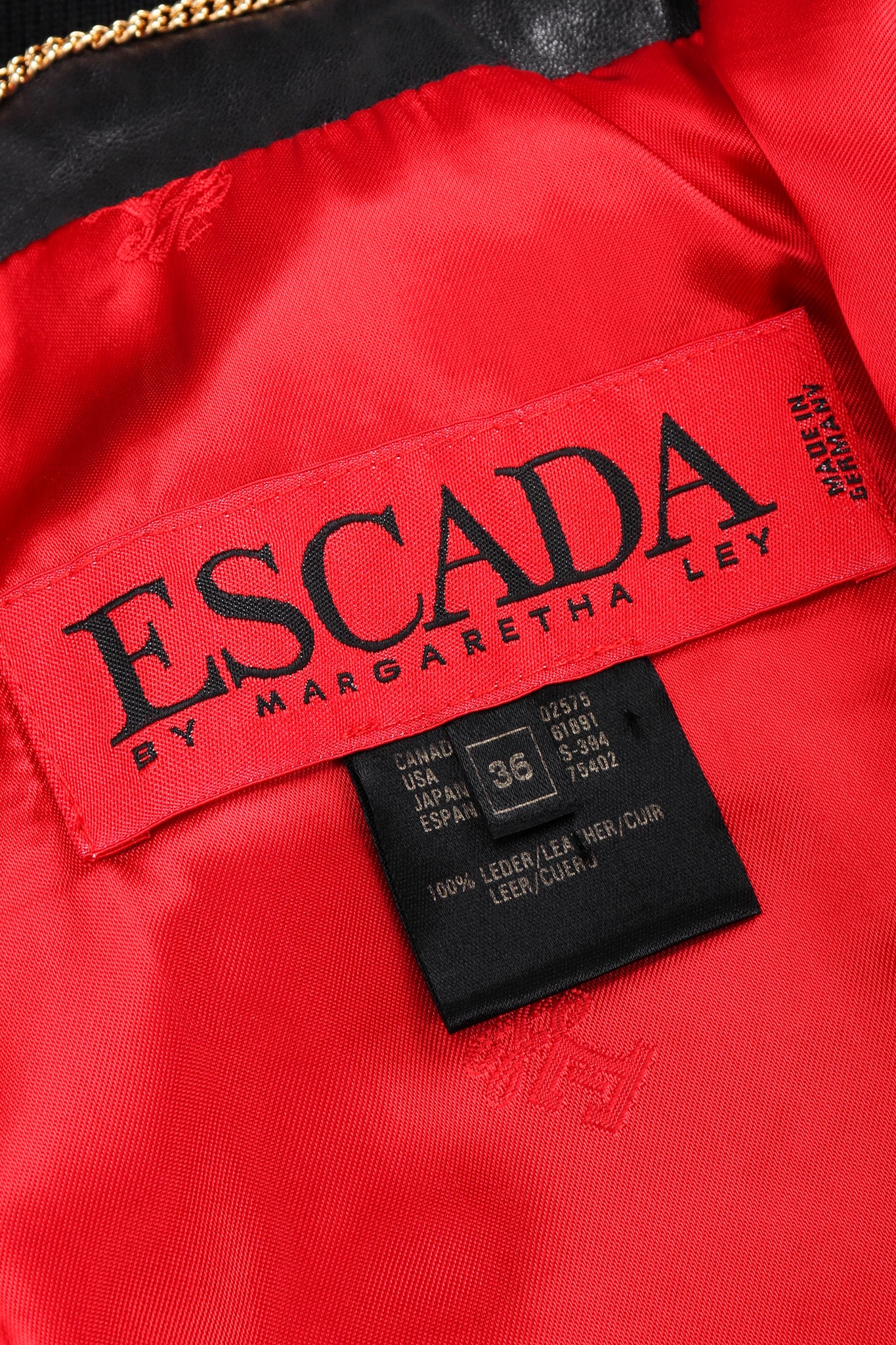 Recess Los Angeles Escada Bomber Black Leather Jacket Red Satin Lining