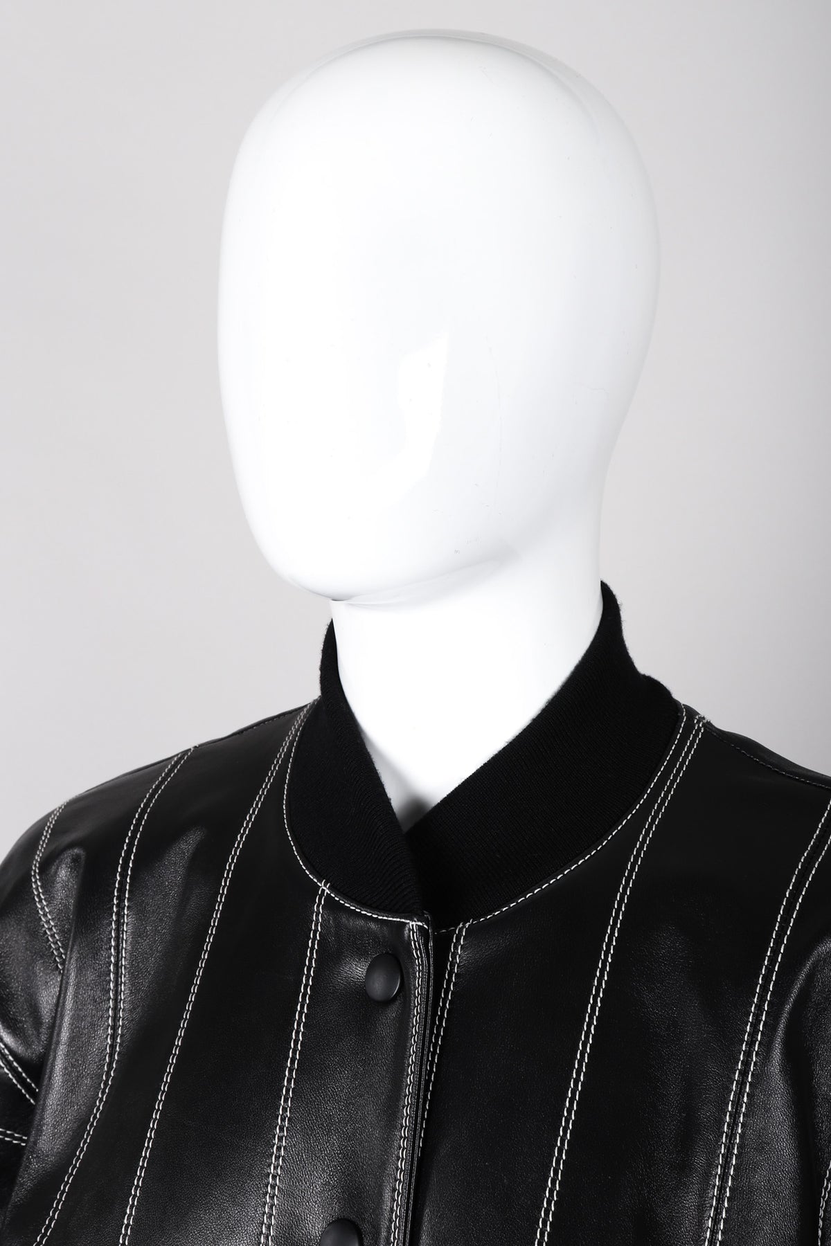 Escada Bomber Black Leather Jacket Red Satin Lining – Recess