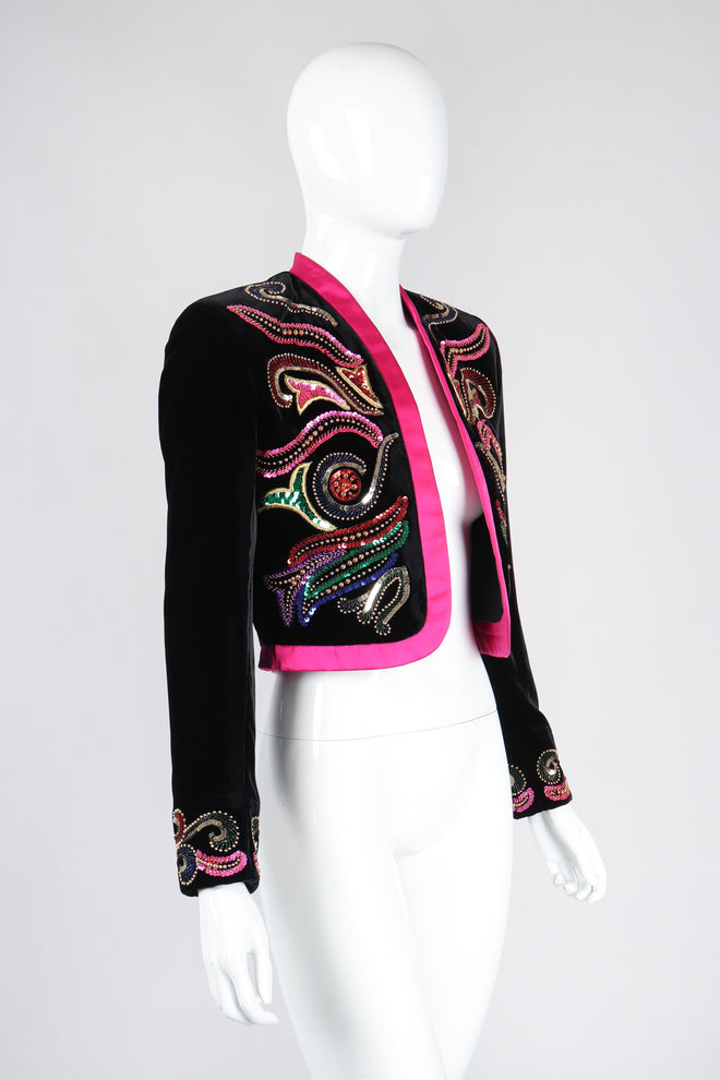 Recess Los Angeles Vintage Escada Embellished Velvet Bolero Jacket