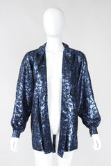 Recess Los Angeles Vintage Escada Metallic Lamé Damask Pajama Pyjama Blouse